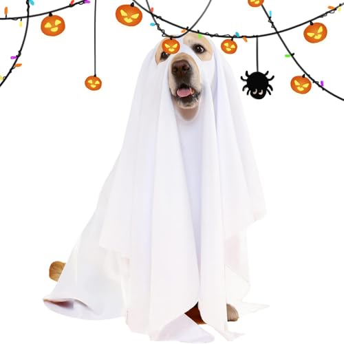 Geister Kostüme Für Hunde, Weißer Geister Hunde Umhang, Halloween Geister Haustier Umhang, Halloween Geister Hundekostüm, Haustier-Kostüm Cosplay Für Halloween Party, Haustier Foto Requisiten von Amesor