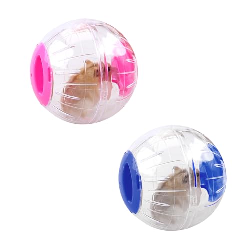 Amexo 2 Stück Hamsterball Hamster Running Ball aus Kunststoff Laufkugel für Hamster Mäuse Joggingball für Kleintiere, Fitnessball Haustiersport Nagerspielzeug zum Laufen Laufrad Kleintierkäfig Zubehör von Amexo