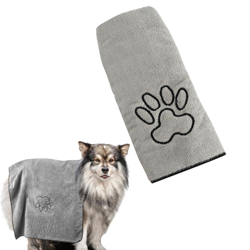 Amexo Hundehandtücher zum Trocknen von Hunden 120cm x 80cm Extra Saugfähig Hundehandtuch Mikrofaser Haustier-Badetücher mit Gestickter Pfote Schnelltrocknend für Alle Rassen (1) von Amexo