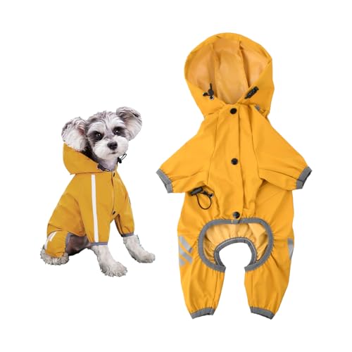 Amexo Regenmantel für Hunde Hunderegenmantel wasserdichte mit Kragenloch Einstellbare 4-Beine Haustier Poncho Hund Regenmantel mit Kapuze Reflektierendem Streifen für Kleine Mittelgroße Hunde (XL) von Amexo