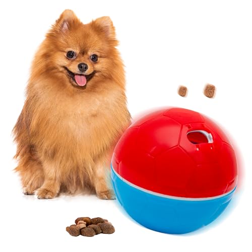 Amicus,Leckerli-Spender-Hundespielzeug Crazy Ball – Hundeleckerli-Ball, interaktives Hunde-Futterspender, interaktives Hundespielzeug – verstellbar – rot & blau, 100 g von Amicus