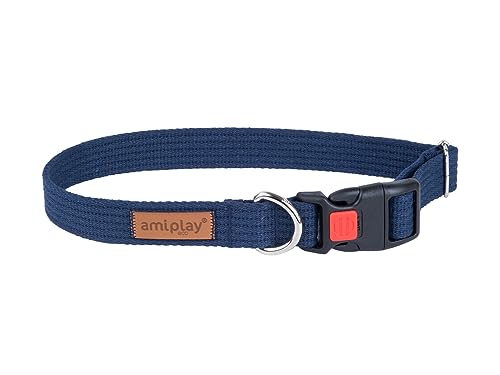 Amiplay Verstellbares Hundehalsband mit Verriegelung COTTON - Robustes Hundehalsband aus Baumwolle Ideal für Große Hunde und Welpen von Amiplay