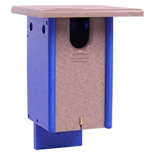 AmishToyBox.com Bluebird-Haus, Pfostenmontage, Amish-hergestellt mit 100% recyceltem Poly-Holz (verwittertes Holz/Blau) von AmishToyBox