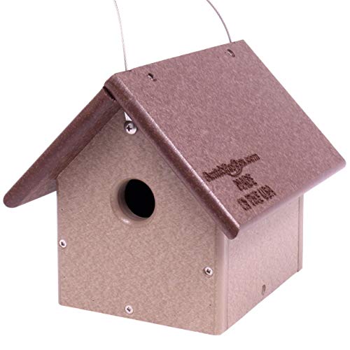 AmishToyBox.com Hühner- oder Zaunkönigshaus, Vogelhaus aus Polyholz (Tudorbraun/verwittertes Holz) von AmishToyBox