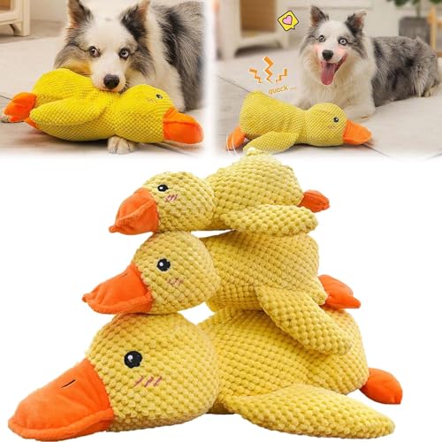 Amiweny Calming Duck Dog Toy, The Mellow Dog Calming Duck, Yellow Duck Dog Toy, Duck Toy for Dogs, Soft Plush Yellow Stuffed Duck Dog Chew Toy for Dogs Indoor Puppy (S+M+L) von Amiweny