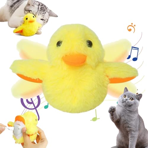 Amiweny Cat Toys Rechargeable Flapping Duck, Chirping Bird Cat Toy Flapping Wings, Touch Activated Kitten Plush Toy Interactive Cat Exercise Toys, Lifelike Quacking Sound Plush Duck Toys (1PCS) von Amiweny