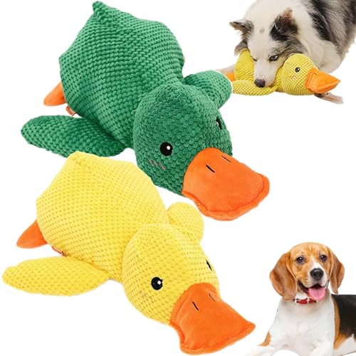 Amiweny Grishay Calm Duck Dog Toy, Dog Emotional Support Duck, Emotional Support Duck for Dogs, Calming Duck Dog Toy, Calming Duck Dog Toy Bright Yellow, Mellow Dog Calming Duck (Green+Yellow) von Amiweny