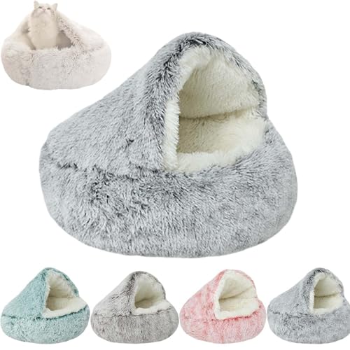 Amiweny Pursnug, Pursnug Cat Bed, Purrsnug Calming Cozycave, Pursnug Cat Cave, Calming Plush Dog Bed, Cozy Cocoon Pet Bed for Dogs, Cocoon Dog Bed (40 * 40cm,Gray, Long Velvet) von Amiweny
