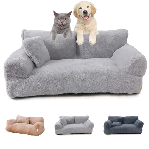 Amiweny Revuera Pet Sofa, Revuera Calming Pet Sofa, Revuera Pet Bed, Calming Dog Bed Fluffy Plush Pet Sofa, Washable Large Memory Foam Pet Dog Bed (XXXL,Light Gray) von Amiweny