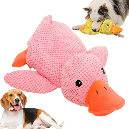 Amiweny The Mellow Dog Calming Duck, Calming Duck Dog Toy, Yellow Duck Dog Toy, Duck Toy for Dogs, Dog Toy Duck with Squeaker (Pink) von Amiweny