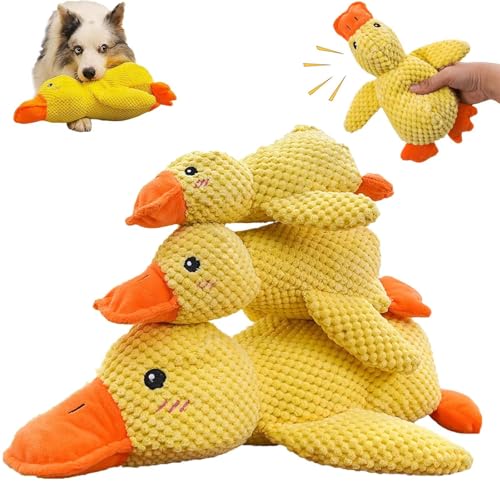 Dog Emotional Support Duck, Emotional Support Duck for Dogs, Calming Duck Dog Toy, Duck Dog Toy, Calming Duck Dog Toy Bright Yellow, Durable The Mellow Dog Calming Duck Dog Squeak Toys (S+M+L) von Amiweny