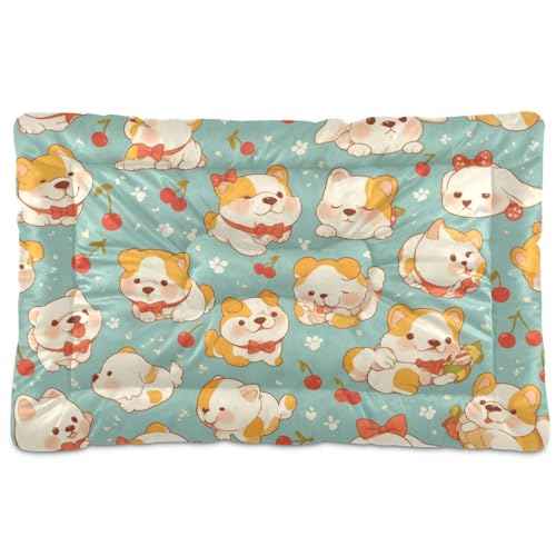 Amooorous Haustierbett-Matte mit Cartoon-Motiv, kleine Bulldogge, Kirsche, waschbar, rutschfest, weich, bequem, für mittelgroße und große Hunde, 91,4 x 61 cm Amooorous Haustierbett-Matte mit Cartoon-Motiv, kleine Bulldogge, Kirsche, waschbar, rutschfest, weich, bequem, für mittelgroße und große Hunde, 91,4 x 61 cm von Amooorous