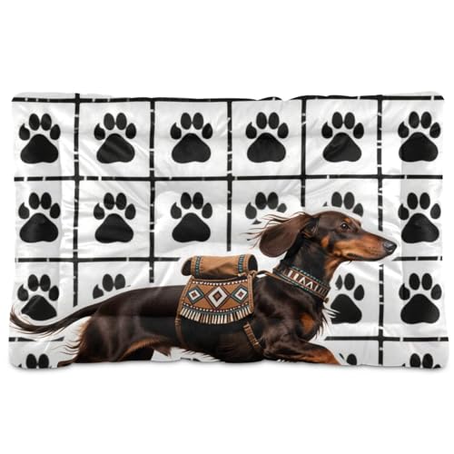 Amooorous Hundematratze, Dackel-Motiv, waschbar, weich, bequem, rutschfeste Unterseite, für mittelgroße und große Hunde, 91,4 x 61 cm, Schwarz Amooorous Hundematratze, Dackel-Motiv, waschbar, weich, bequem, rutschfeste Unterseite, für mittelgroße und große Hunde, 91,4 x 61 cm, Schwarz von Amooorous