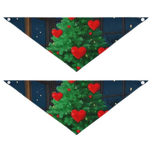 Love Green Hundehalstuch, Motiv: Merry Christmas Tree, einzigartige Form, verstellbare Passform, Uni, für Welpen, Katzen, Haustier-Zubehör für Hunde und Katzen von Amooorous