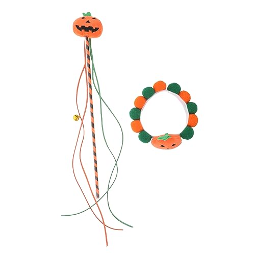 Amosfun 1 Satz Halloween- -Teaser-Stick Für Welpen Halloween-fickspielzeug Halloween-katzenschal Kürbis Katzenhalsband Interaktiver Katzenstab Plüsch Zubehör Haustier von Amosfun