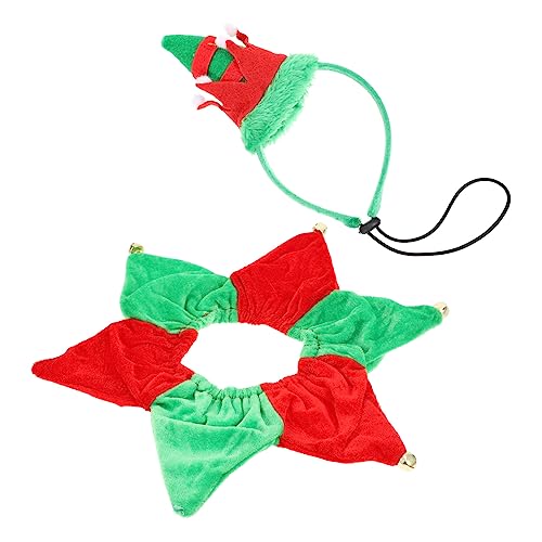 Amosfun 1 Satz Haustier-Weihnachts-Stirnband Weihnachtskatzenhalsband Haustier-weihnachtsbandana Katze Weihnachtsschal Hunde-elf-Stirnband Baumwolle Polyester Weihnachten Kätzchen von Amosfun