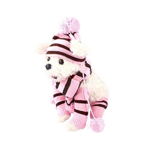 Amosfun 1 Satz Haustier Weihnachtskostüm Hund Strickmütze Hund Wintermütze Warmer Hundehut Haustierkostüme Haustier-outfits Kleine Hundekostüme Hundesocken Hundehalswärmer Bichon Kleidung von Amosfun