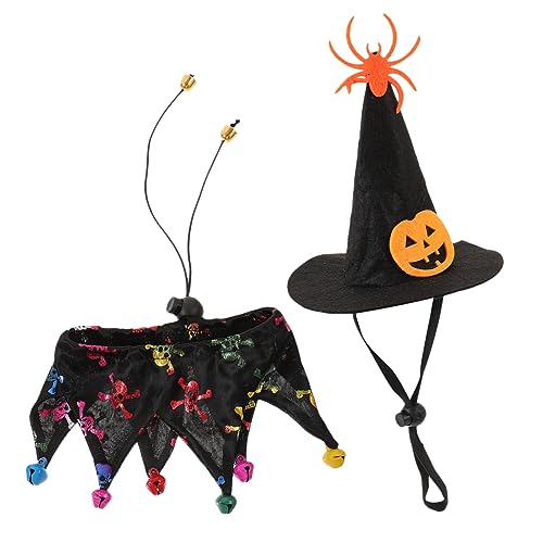 Amosfun 1 Satz Katzenhalsband Kleines Party-Katzen-Outfit Halloween-welpenhalsband Süßes Katzenkostüm Katze Halloween Hexenhut Welpe Hexenhut Halsband Für Haustier Kürbis Zubehör Polyester von Amosfun