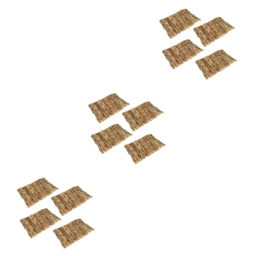 Amosfun 12 Hamster Grass Mat Hand Woven Straw Mat Vogel gewebte Matte Rattengrasmatte Kauspielzeug Innen+Matte Nest für Haustiere Heunetz Hase Bettwäsche liefert von Amosfun