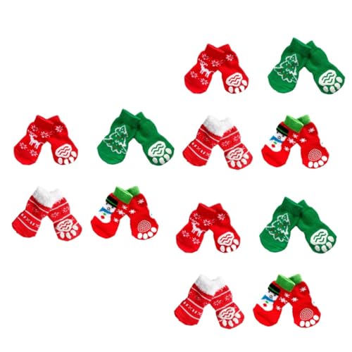 Amosfun 12 Paare Hundepfoten Socken Thermische Socken Pfotenschutz Für Haustiere Im Innenbereich Baumwollsocken Für Haustiere Weihnachtssocken Für Hunde Hundesocken Drinnen Kurze Stiefel von Amosfun