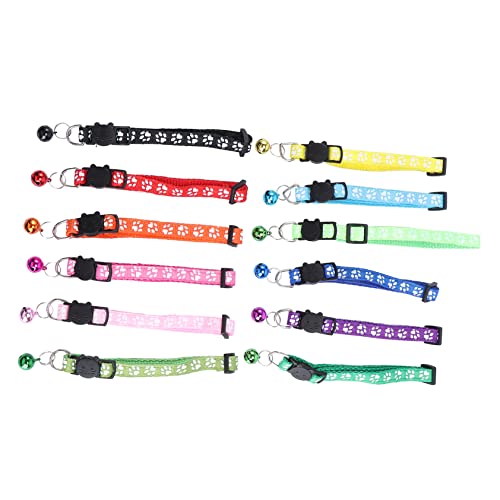 Amosfun 12st Glockenhalsband Für Katzen Geblümtes Katzenhalsband Krawatte Für Haustiere Kleine Katze Bandhalsband Welpe Für Kleine Welpen Katzenhalsband Mit Glocke Schal Kätzchen Eisen von Amosfun