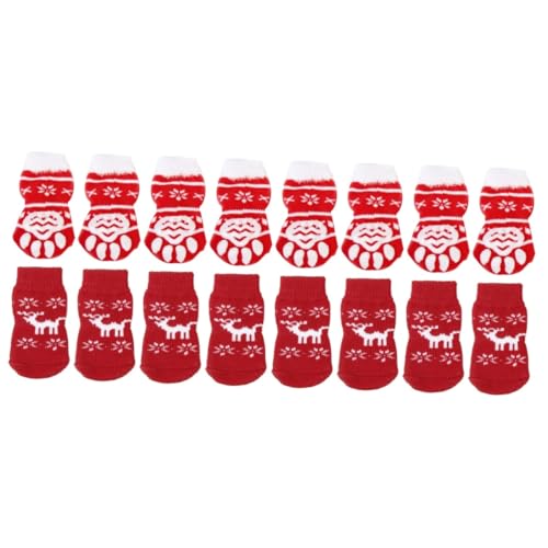 Amosfun 16 STK Haustier Hund Katze rutschfeste Socken Zubehör Für Haustiersocken Socken Mit Hundegriff Stiefeletten Für Katzen Hundepfotenschutz Hundeschuhe Winter Thermische Socken von Amosfun