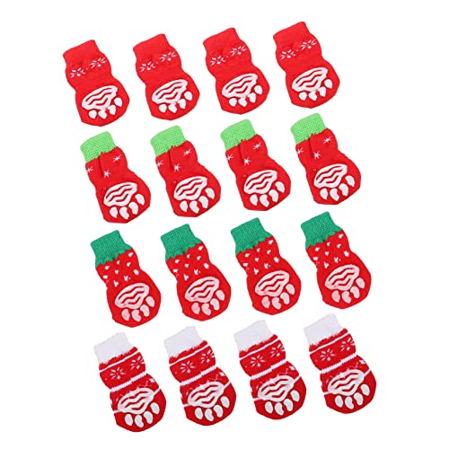 Amosfun Socken Für Haustiere 16 Stück Nicht-hundesocken Warme Hundesocken Haustierpfoten-weihnachtsdesign von Amosfun