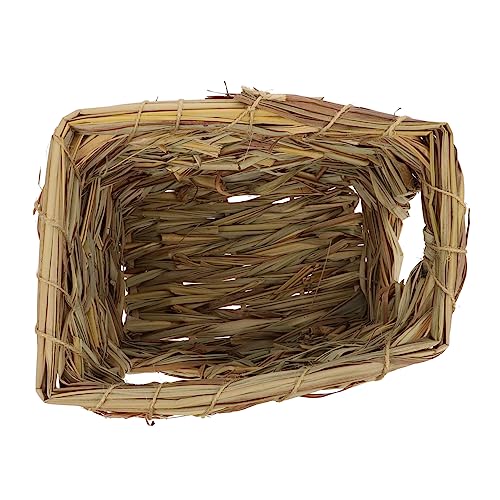 Amosfun 1Stk Hamster-Tunnelnest Hamster verstecktes Schlafnest für Hamster Spielset aus Holz Spielzeug Naturstroh nach Hause Haustierversteck aus Stroh Seetang Käfig Zwinger Rennmaus von Amosfun