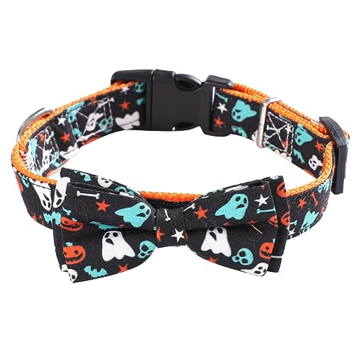 Amosfun 1stk Haustierhalsband Katze Fliege Halloween-Haustier-taschentücher Kleines Welpenhalsband Verstellbares Hundehalsband Hund Schleife Halsband Kätzchen-Ornament Stoff Kürbis Dreieck von Amosfun