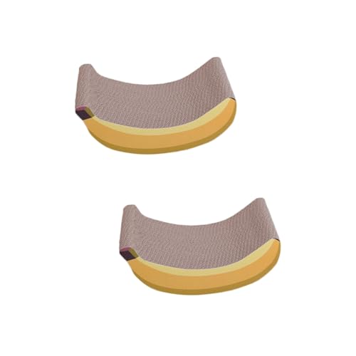 Amosfun 2 STK Banana Corrugated Cat Kratzbaum Katzengesicht Katzenkratzbett Teppich Gebogener Katzenkratzer Kratzbaum Für Katzen Katzenkratzkarton Katze Kratzt Welligkeit Schleifbrett von Amosfun