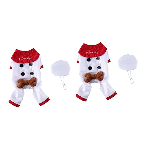 Amosfun 2 Sätze Haustier Lustig Verkleiden Kleiner Hund Weihnachtskleid Hundeweihnachtskleid Welpen-Cosplay-partyzubehör Pullover Decke Hoodie Pullover-Hoodie Jacke Polyester Weiß Kleidung von Amosfun