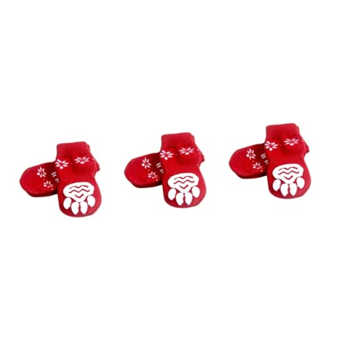 Amosfun 24 STK Hund rutschfeste Socken Welpensocken Socken Für Hunde Weihnachtssocken Hundepfoten Socken rutschfeste Hundesocken Pfotenpolster Warme Strümpfe Weihnachten Wintersocken von Amosfun