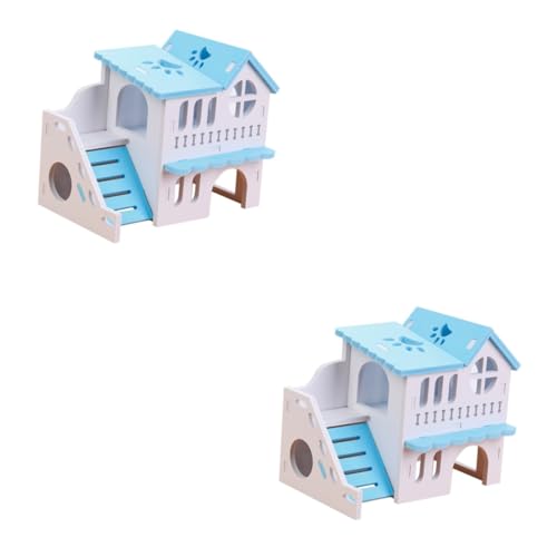 Amosfun 2St Doppel Hamster Villa Rennmaus Spielkäfig Haustier Kleintierversteck hamsterhaus Hamster häuschen Spielzeug Tierkäfig Sport Meerschweinchen der Maus Kleine Tiere Zubehör von Amosfun