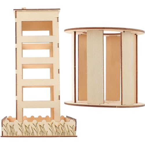 Amosfun 2St Hasengrasständer Fressgitter aus Holz Lagerregal für Heu Kleintier Heuraufe Heuhalter für Kleintiere Tierkäfig Kleintier zubehör Häschen-Heu-Organizer Zubehör Hamster von Amosfun