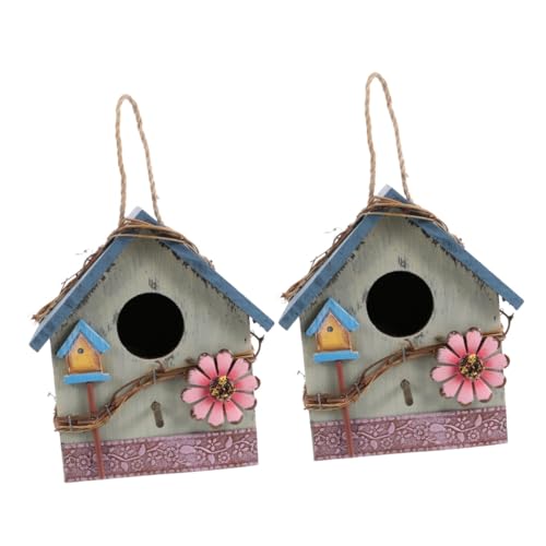 Amosfun 2st Das Vogelnest Vogelhäuschen Draußen Vogelhäuschen Aus Holz Vogel Papageienhaus Vogelhaus Im Freien Mini-vogelhaus Kolibrihaus Aus Holz Vogelkäfig Hängend Hölzern Holzkasten von Amosfun