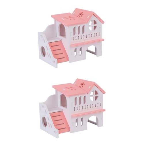 Amosfun 2st Doppel Hamster Villa Zweistöckiges Hamsterhaus Hamsterkäfig Aus Glas Meerschweinchenkäfig Hasenhäuschen Aus Holz Spielzeug Für Rennmäuse Hamsterheime Igel Hölzern Zweiter Stock von Amosfun