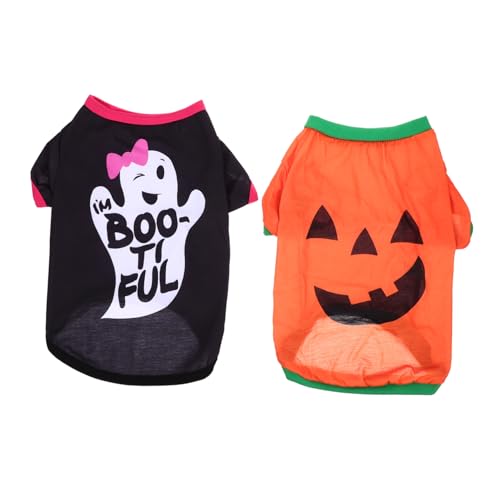 Amosfun Haustier-Halloween-kostüme Kürbis 2-teilig Freizeitkleidung Für Hunde Und Katzen Halloween-hundekleid Atmungsaktive Bequeme Hundekleidung von Amosfun