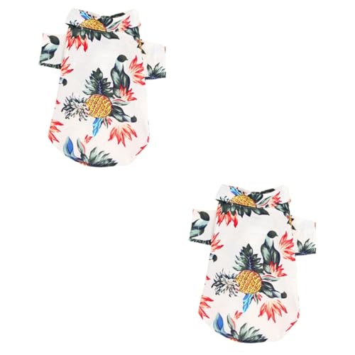 Amosfun 2st Hund Hawaiihemd Welpen-Overall Modisches Hundekleid Hund Weste Stoff Hawaiianisches Hemd Hundebräuche Für Halloween Welpen-Hawaii-Shirt Trachtenhemd Weiß Pyjama Karikatur von Amosfun