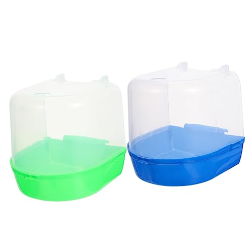 Amosfun Vogelbadewanne Hängend Papageien Dusche Box Badewanne Für Vögel Ideal Für Wellensittiche Und Finken Grüne Und Blaue Badewanne von Amosfun