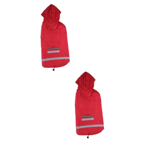 Amosfun 2st Roter Regenmantel Regenponcho Regenmantel Hund Hunderegenmäntel Für X-große Hunde Regenjacke Hund Hundekleidung Hund Reflektiert Hund Poncho Regenmantel Draussen Haustier von Amosfun