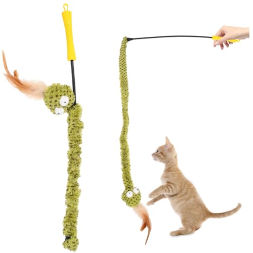 Amosfun 2st Snake-Teaser-Stick Kauspielzeug Sportspielzeug Für Kinder Katzenminze Spielzeug Für Wohnungskatzen Kätzchen Teaser Zauberstab Katzen-Teaser-Ball Katzenjäger-Spiel Hauskatze von Amosfun