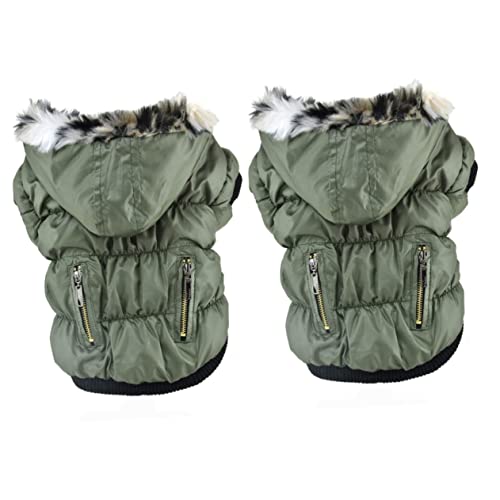 Amosfun 2St hundemantel Dog Raincoat Hundehoodies für kleine Hunde Hundewintermantel Hoodiejacke Haustier Hund Mantel Haustier-Welpen-Kleidung Reißverschluss Baumwollmantel Haustierzubehör von Amosfun