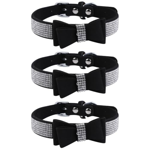 Amosfun 3 STK Hot Diamond Hundehalsband Schleife Haargummis Hundehalsband Für Welpen Welpenhalsband Glockenhalsband Für Haustiere Strass-schmuck Bling Hundehalsband Haustierhalskette Blitz von Amosfun