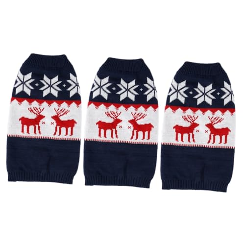 Amosfun 3 STK Kleidung Für Haustiere Weihnachtskleidung Für Hunde Weihnachtsparty-Outfits Für Haustiere Weihnachtskatzenmantel Weihnachtswelpenkostüm Warm Halten Wintermantel Acryl von Amosfun