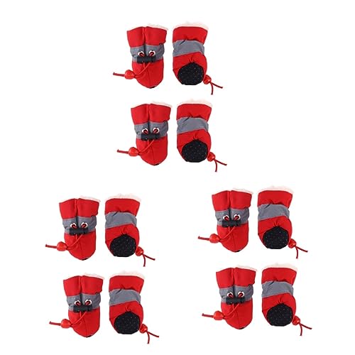 Amosfun Hundeschuhe Winter Rot 3 Sätze Hundeschneestiefel Für Hunde Pudel-schneestiefel Haustierschuhe Goldendoodle-socken Rote Sneaker-protektor Outdoor-socken Warme Wintersocken Sportschuhe Draussen von Amosfun