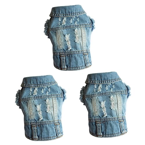 Amosfun 3St Jeansweste Haustier Hund Jacke Denim-Tanktop Tanktops Winter Kleid Muskelshirt Haustierkleidung Denim-Hundewesten Frühling und Herbst kleine Weste Hundekleidung Winterkleidung von Amosfun