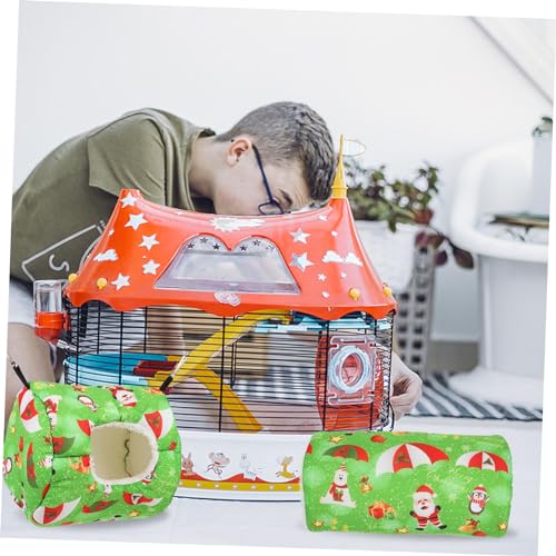 Amosfun 3St Hamster-Weihnachtsnest Tunnelspielzeug Haustier Hamster-Plüsch-Bettwäsche Hamsterversteck Hamsternest Hamster hängendes Schlafbett Eichhörnchen Hängematte Gang das Bett Stoff von Amosfun