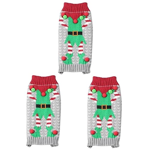 Amosfun 3st Haustier Katze Winter Strickwaren Weste Für Katzen Kleiner Hund Kleine Hundekleidung Weiblich Hundepyjama Mittelgroß Hundeweihnachtspullover Weihnachten Haustier-Outfit von Amosfun