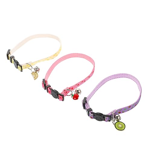 Amosfun 3st Haustier Katzenhalsband Katzenglockenriemen Kragenschleifen Süßes Welpenhalsband Hundehalsband Aus Baumwolle Weiches Welpenhalsband Sommerdeko Kätzchen Welpe Polyester von Amosfun