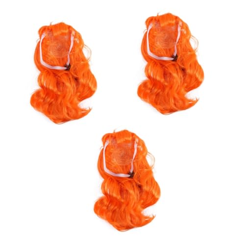 Amosfun 3st Haustier Perücke Kopfbedeckung Orangefarbene Haustierperücke Hunde-Overall Orange Hundeperücke Halloween-Haustier-Cosplay Katzenperücke Kleidung Chemische Faser Haustier-Outfit von Amosfun